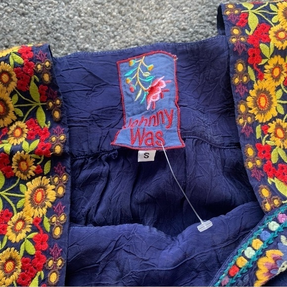 Johnny Was embroidered cap sleeve cinched waist mini dress - Picture 5 of 10